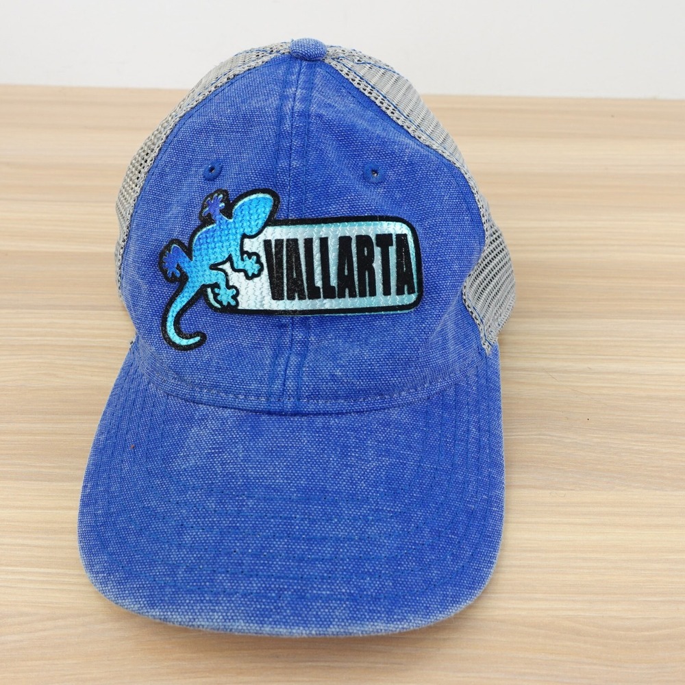 Blue VALLARTA Lizard Trucker Mesh Cap Snapback Retro Hat Travel Breathable